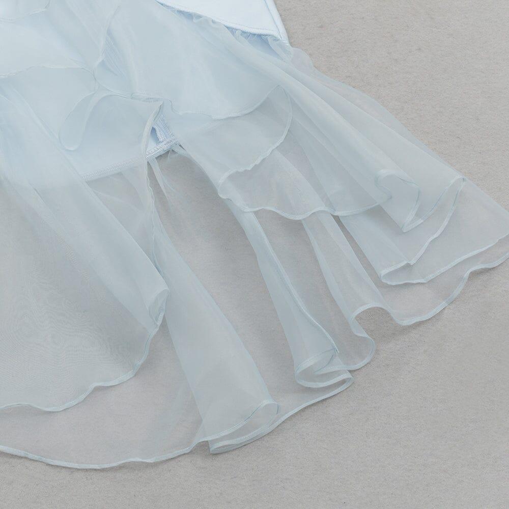 ABITO MIDI MONOSPALLA BANDAGE AZZURRO