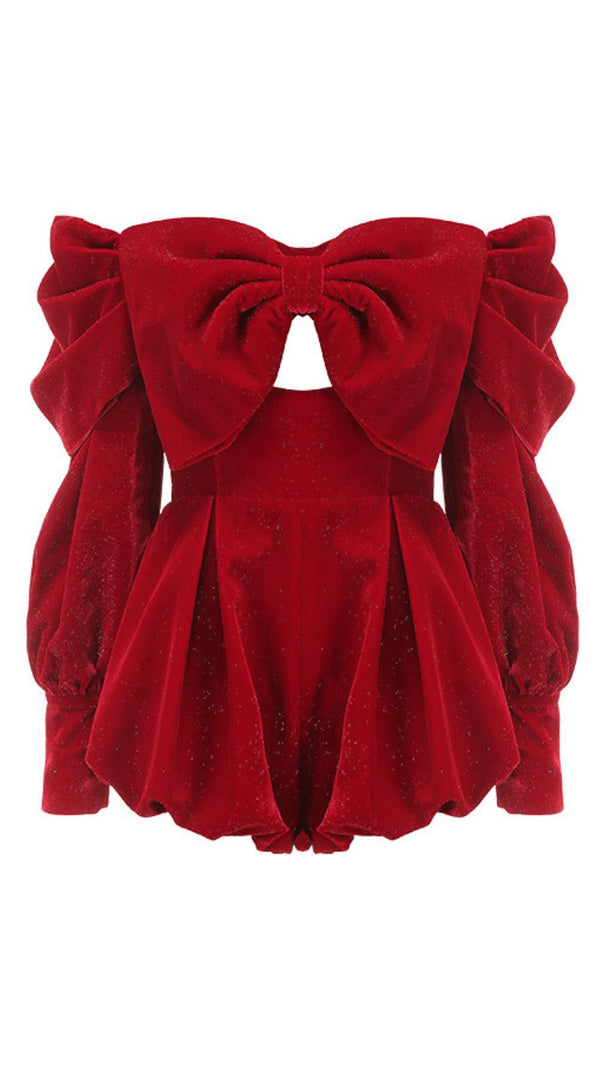 AIIZIE VELVET STRAPLESS MINI DRESS IN RED - product image