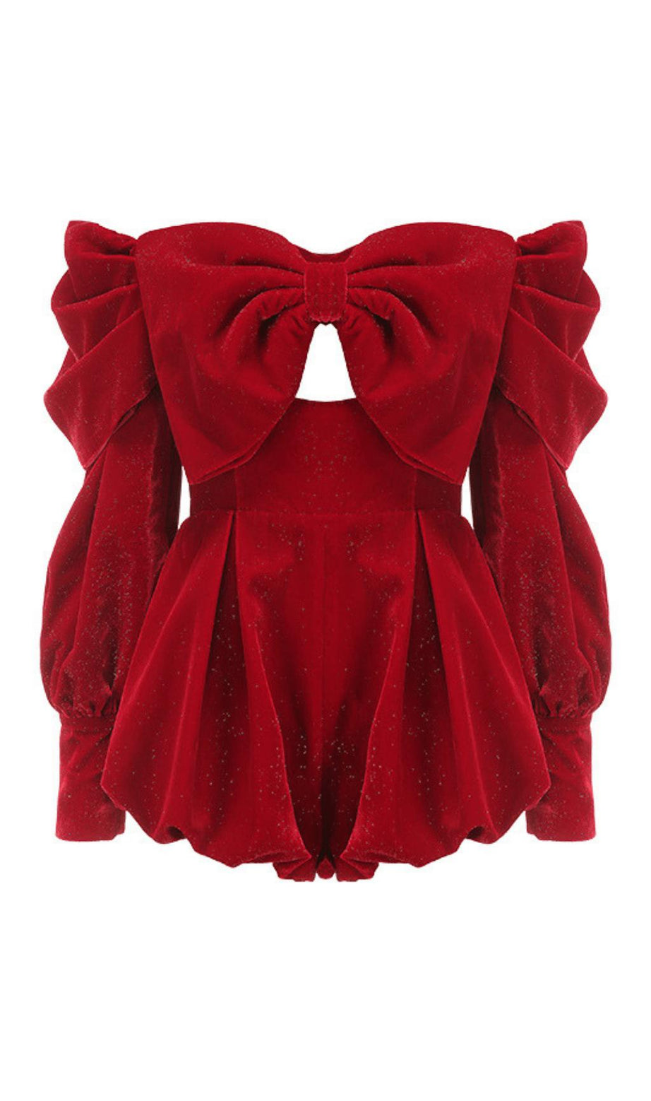 MINI ABITO IN VELLUTO SENZA SPALLINE ROSSO