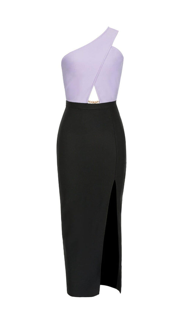 AIIZIE BANDAGE ONE-SHOULDER THIGH SLIT DRESS IN PURPLE - product image
