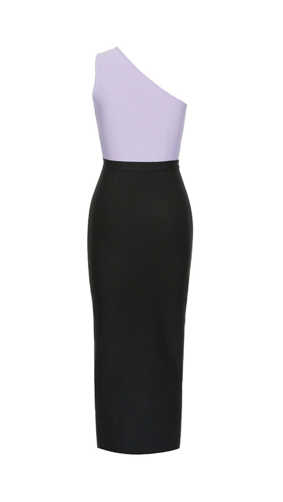 BANDAGE ONE-SHOULDER THIGH SLIT DRESS IN PURPLE