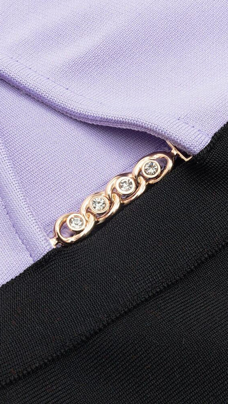 BANDAGE ONE-SHOULDER THIGH SLIT DRESS IN PURPLE