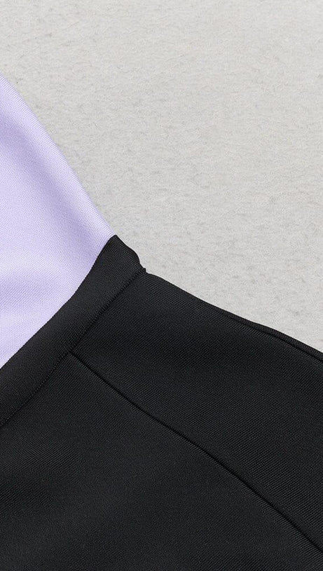 BANDAGE ONE-SHOULDER THIGH SLIT DRESS IN PURPLE