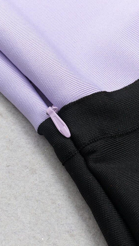 BANDAGE ONE-SHOULDER THIGH SLIT DRESS IN PURPLE