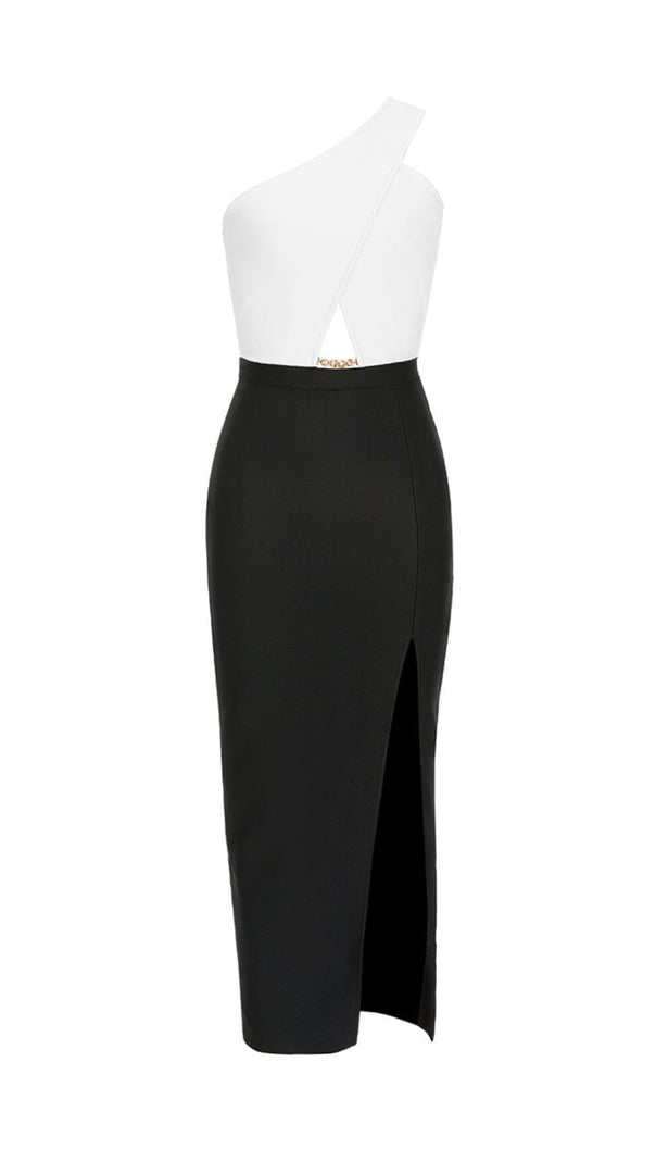 AIIZIE BANDAGE ONE-SHOULDER THIGH SLIT DRESS IN WHITE - product image