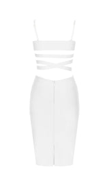 BANDAGE STRAPPY WAIST-TIGHTENING MIDI DRESS IN WHITE