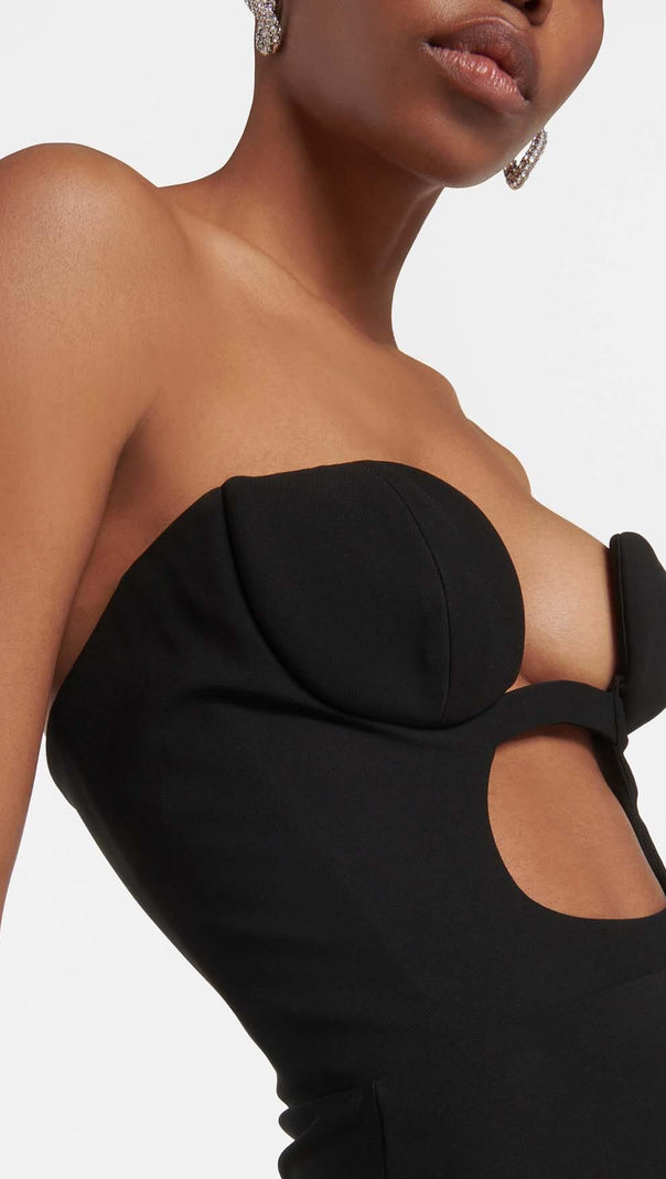 AIIZIE BANDEAU BANDAGE MINI DRESS IN BLACK - product image