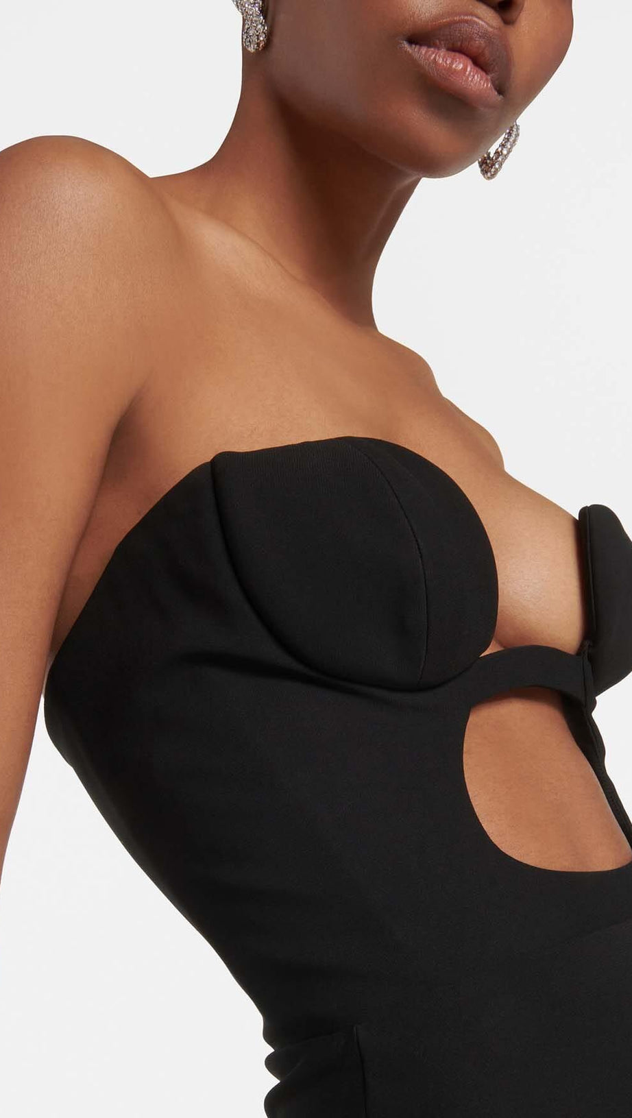 BANDEAU BANDAGE MINI DRESS IN BLACK