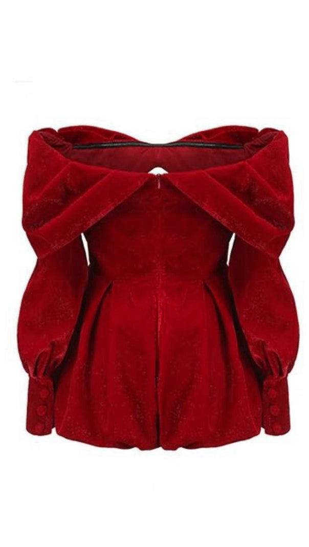 AIIZIE VELVET STRAPLESS MINI DRESS IN RED - product image