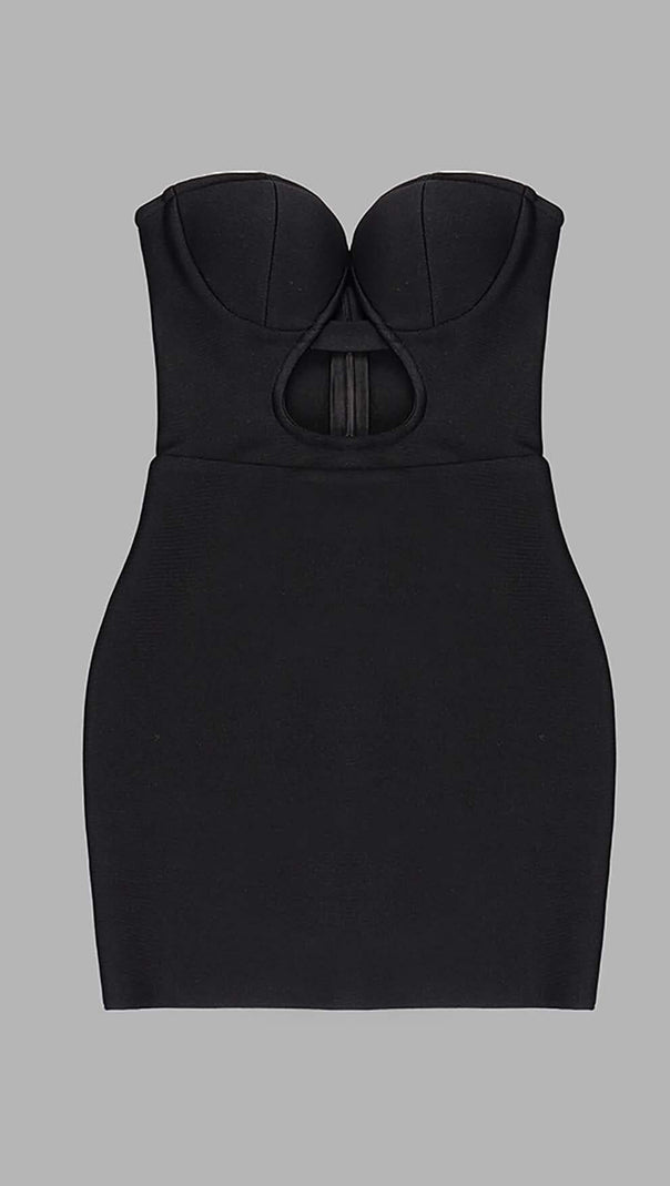 AIIZIE BANDEAU BANDAGE MINI DRESS IN BLACK - product image