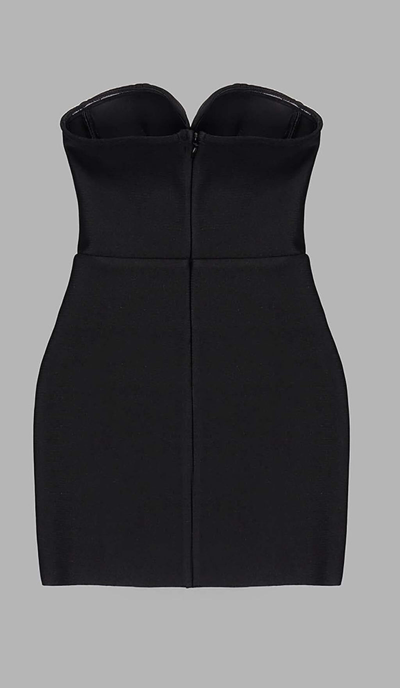 BANDEAU BANDAGE MINI DRESS IN BLACK