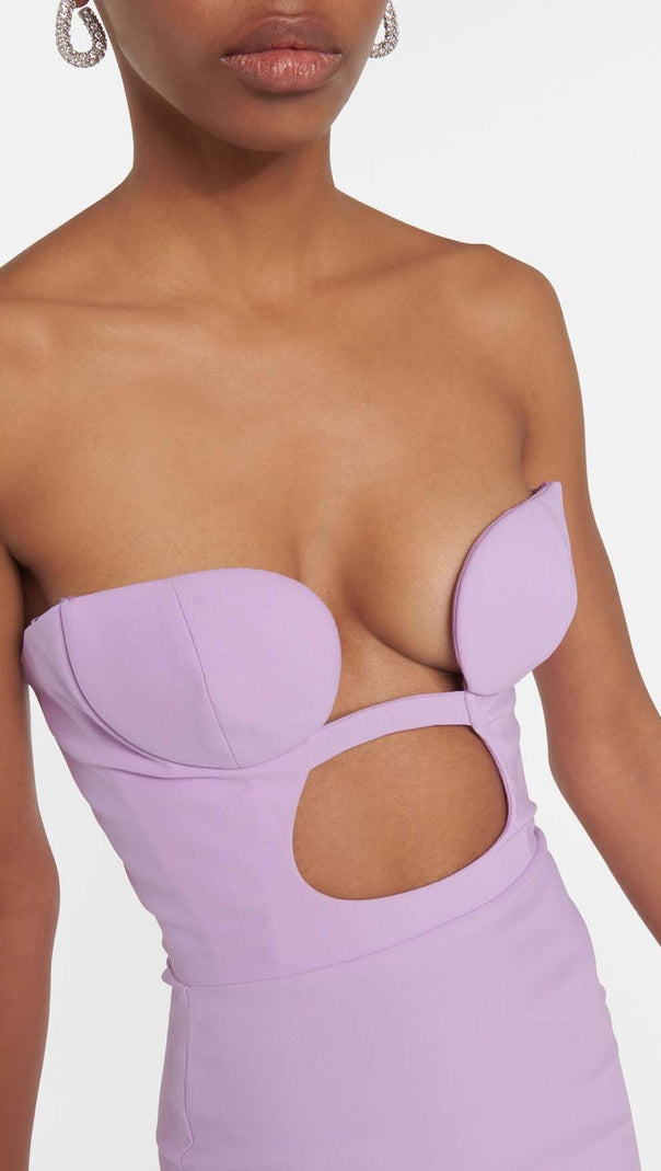 AIIZIE BANDEAU BANDAGE MINI DRESS IN LILAC - product image
