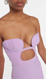 BANDEAU BANDAGE MINI DRESS IN LILAC