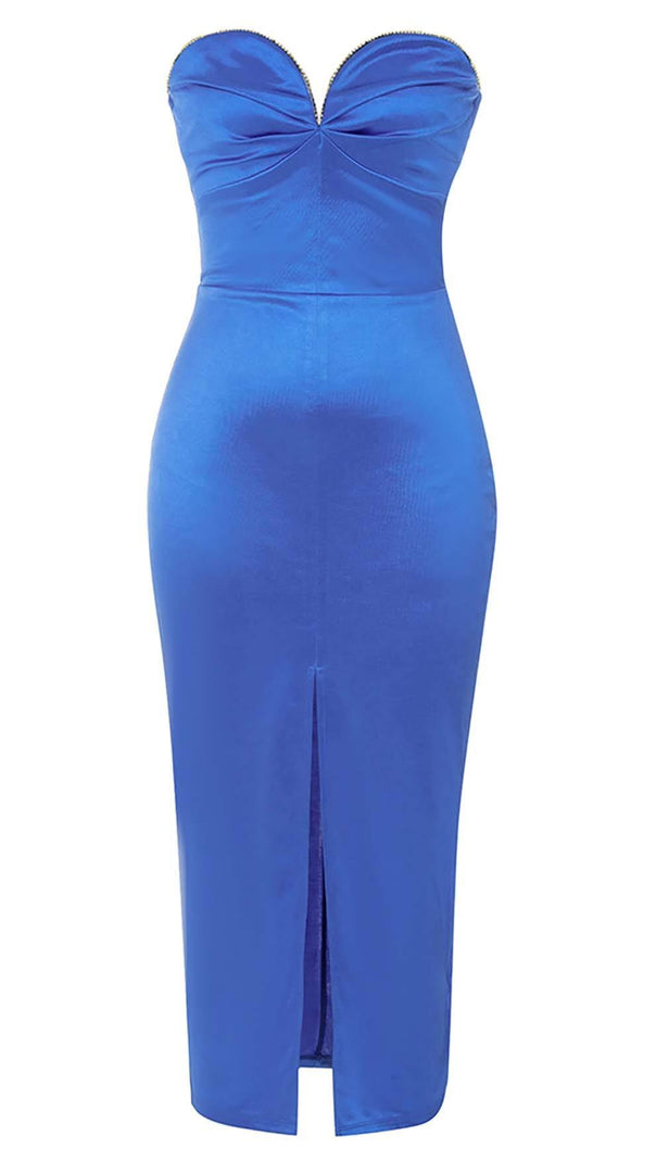 AIIZIE BANDEAU BODYCON MIDI DRESS IN BLUE - product image