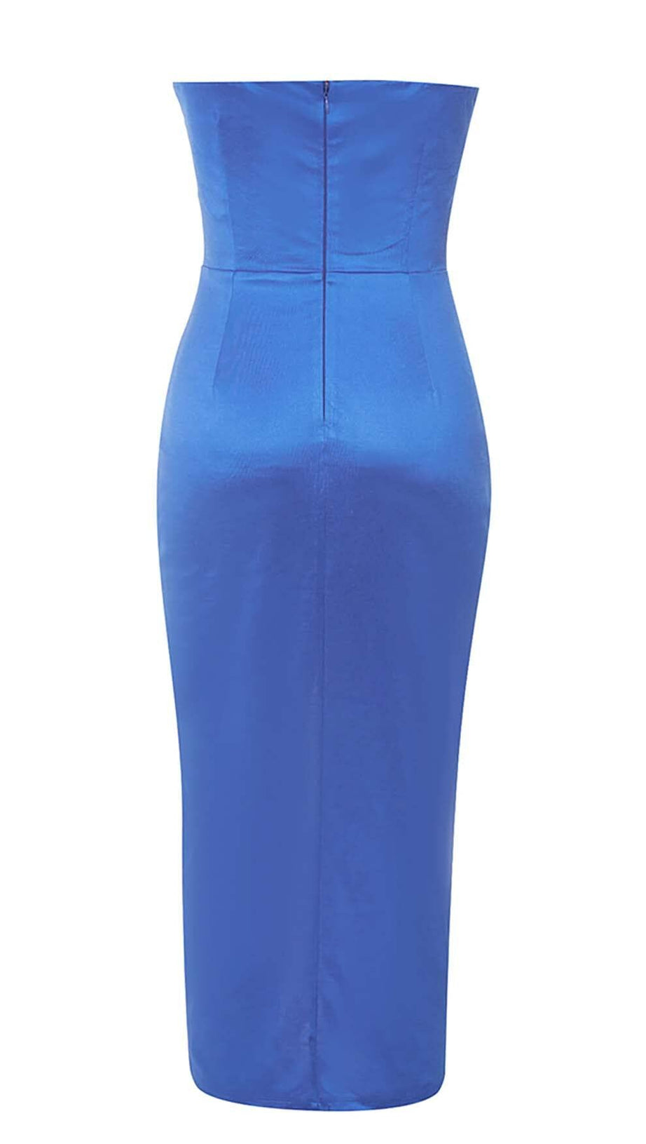 BANDEAU BODYCON MIDI DRESS IN BLUE