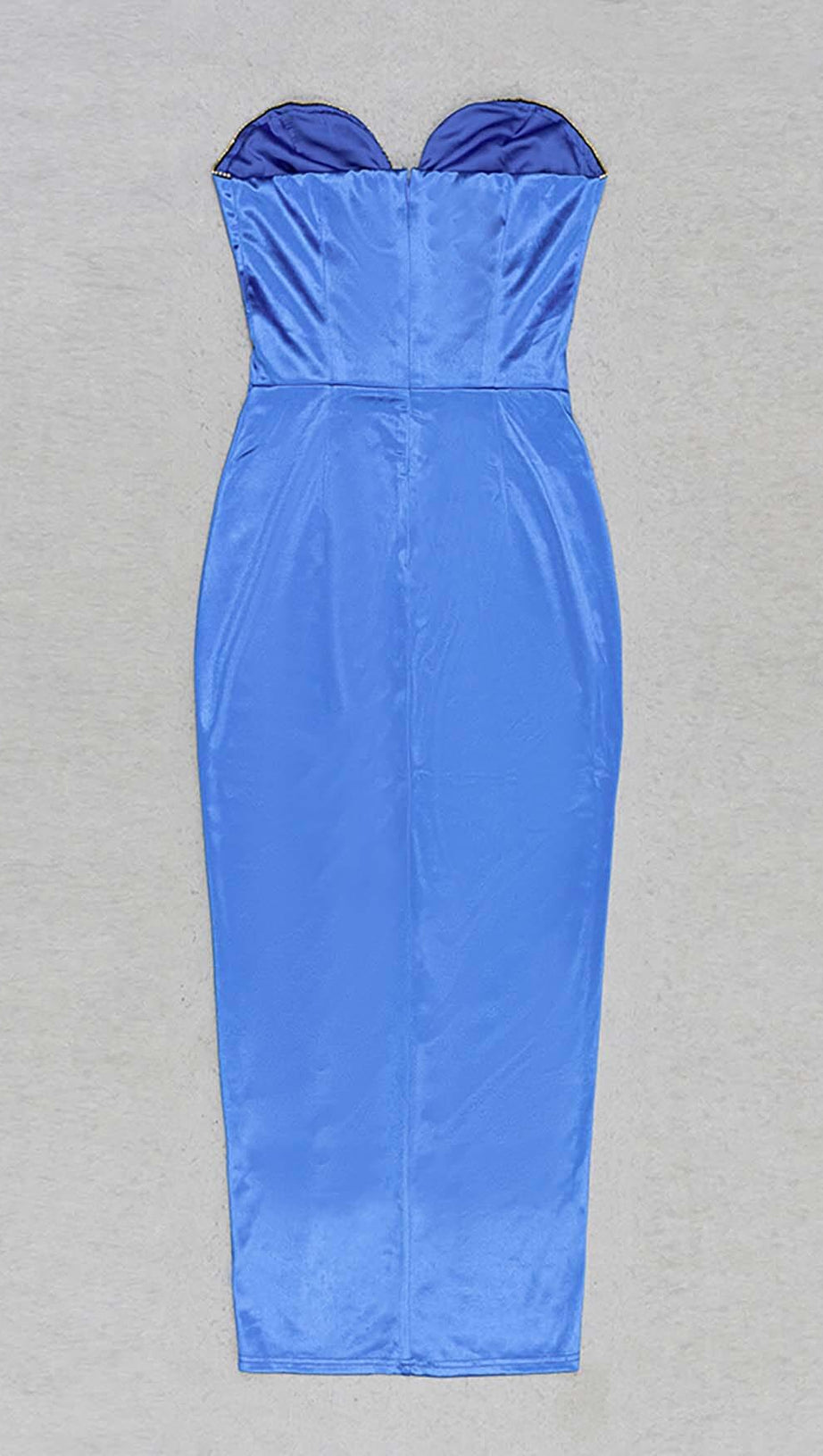 BANDEAU BODYCON MIDI DRESS IN BLUE
