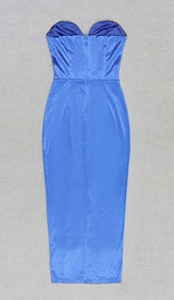 BANDEAU BODYCON MIDI DRESS IN BLUE