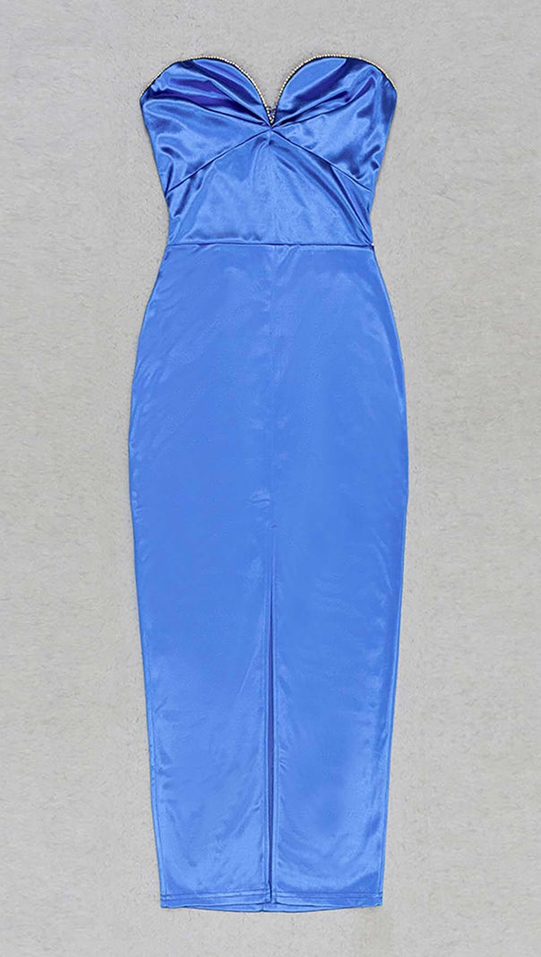 AIIZIE BANDEAU BODYCON MIDI DRESS IN BLUE - product image