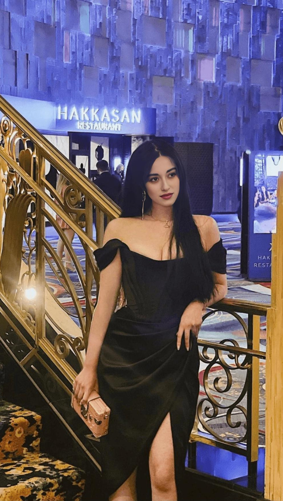 SATIN OFF SHOULDER MIDI DRESS IN BLACK