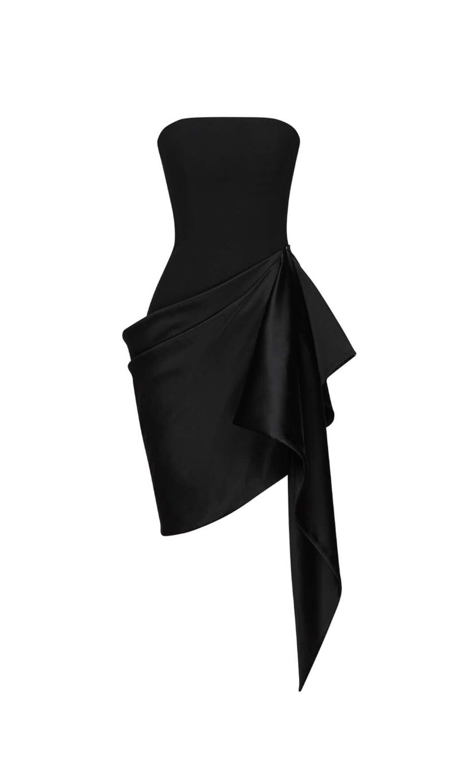 BANDEAU IRREGULAR MINI DRESS IN BLACK