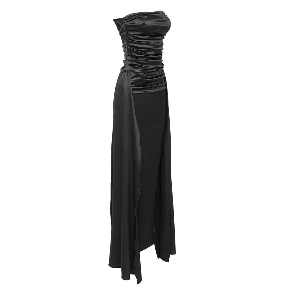 AIIZIE BANDEAU RUCHED MAXI DRESS IN BLACK - product image