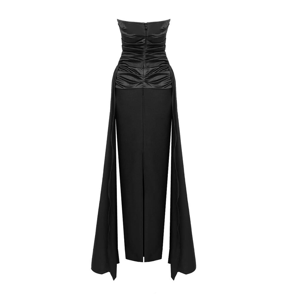 AIIZIE BANDEAU RUCHED MAXI DRESS IN BLACK - product image