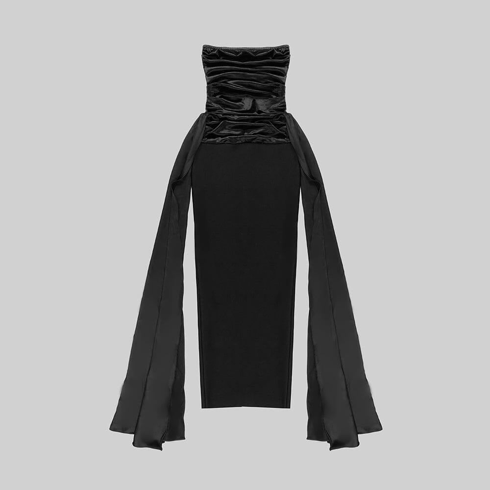 AIIZIE BANDEAU RUCHED MAXI DRESS IN BLACK - product image