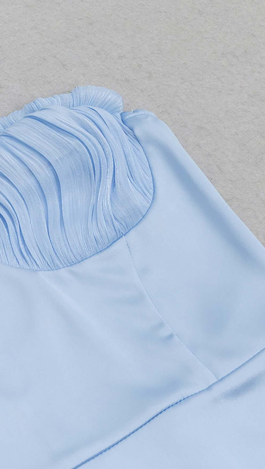 BANDEAU SATIN SLIT MIDI DRESS IN SKY BLUE