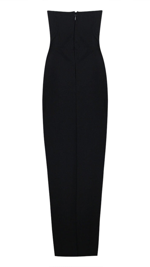 AIIZIE BANDEAU THIGH SLIT MIDI DRESS IN BLACK - product image