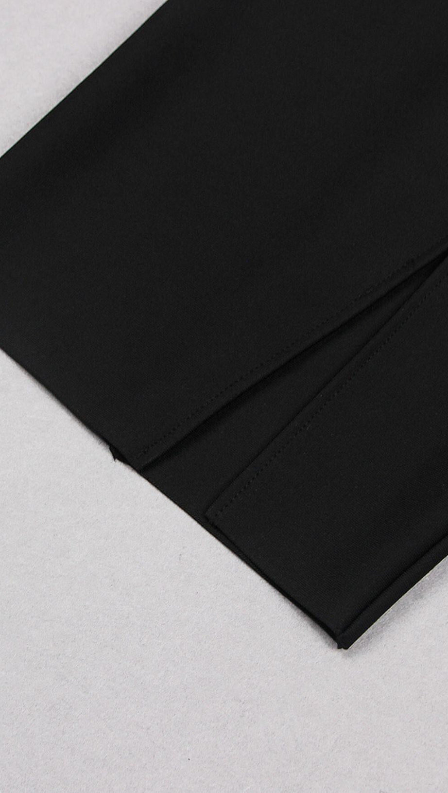 BANDEAU THIGH SLIT MIDI DRESS IN BLACK