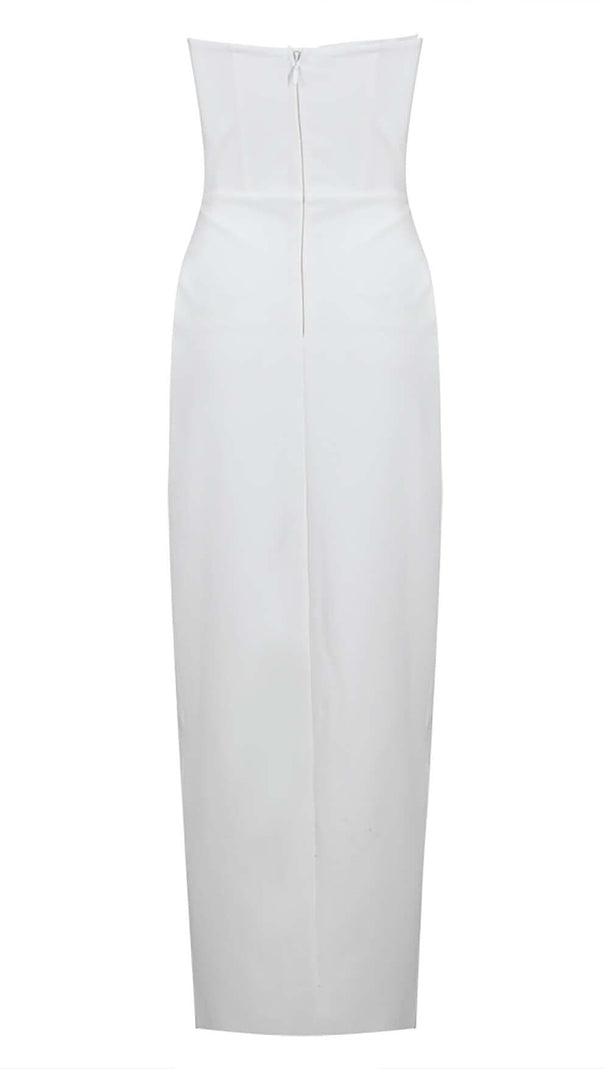 AIIZIE BANDEAU THIGH SLIT MIDI DRESS IN WHITE - product image