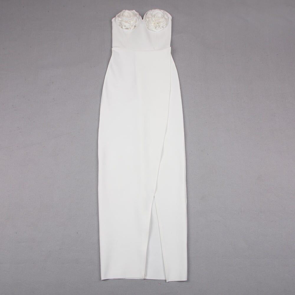 AIIZIE BANDEAU THIGH SLIT MIDI DRESS IN WHITE - product image
