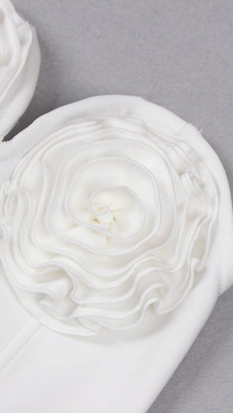 BANDEAU THIGH SLIT MIDI DRESS IN WHITE