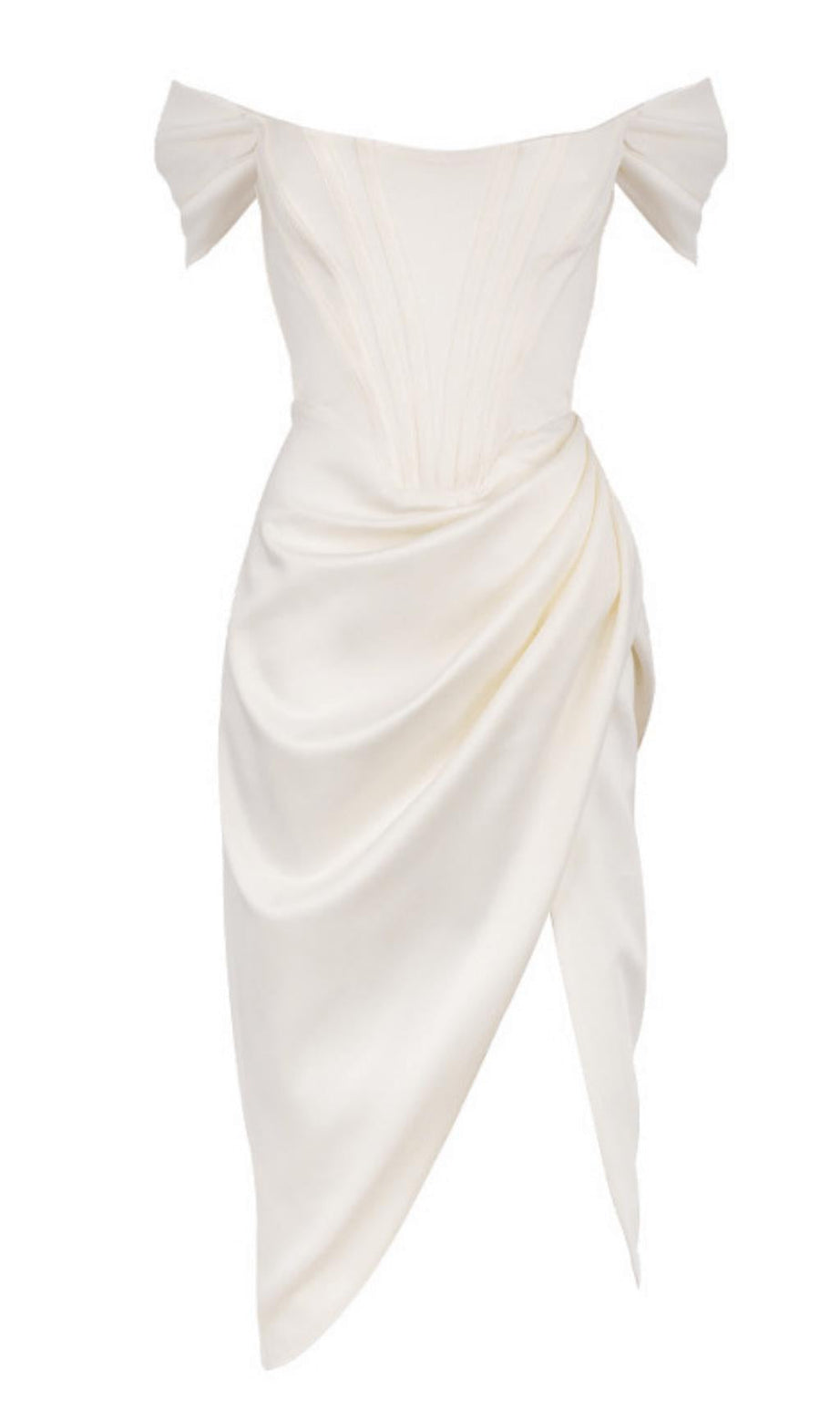 ABITO MIDI CON CORSETTO IN RASO BIANCO