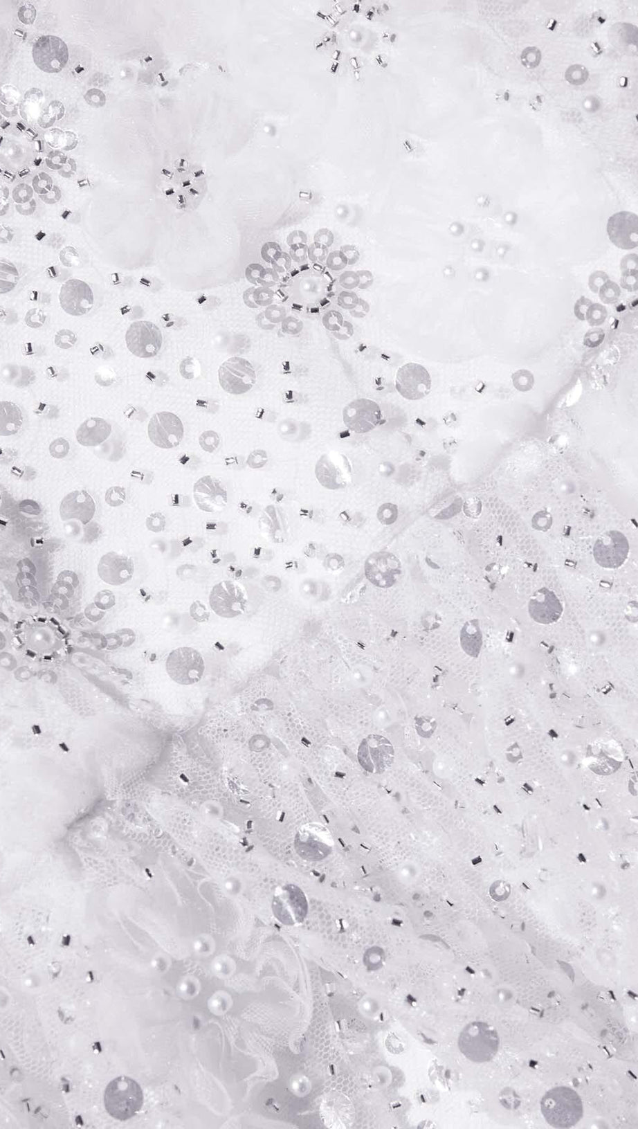 BEADED SEQUIN BANDEAU MINI DRESS IN WHITE