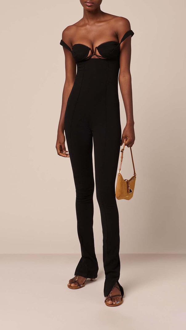 AIIZIE BIKINI KNIT JUMPSUIT IN BLACK - product image
