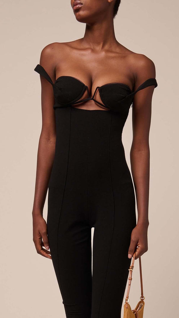 AIIZIE BIKINI KNIT JUMPSUIT IN BLACK - product image