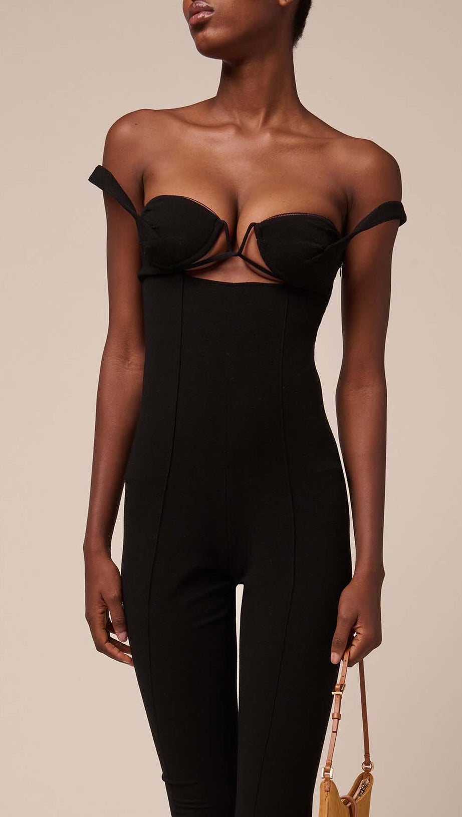 BIKINI KNIT JUMPSUIT IN BLACK