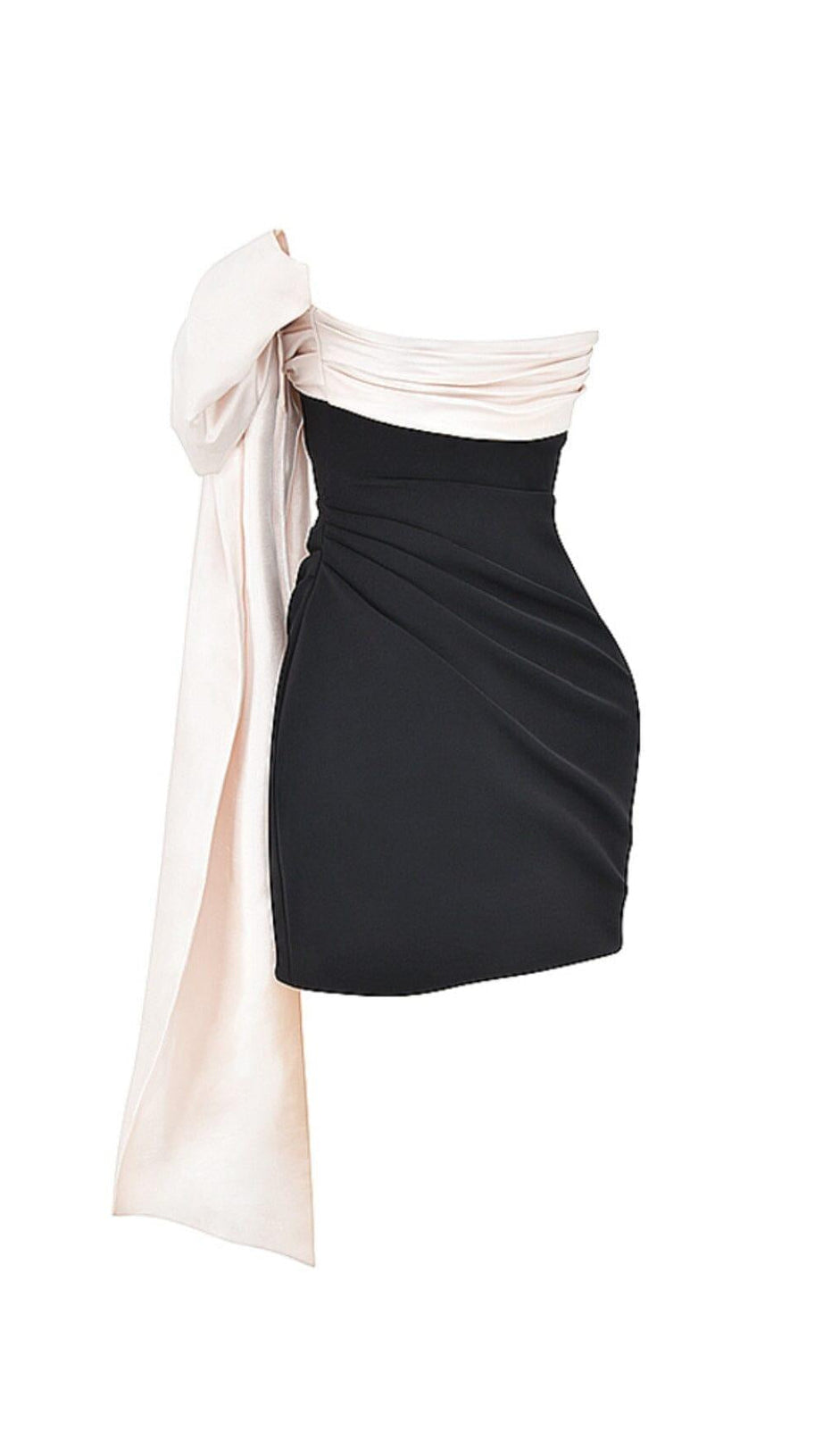 BLACK & IVORY BOW MINI DRESS