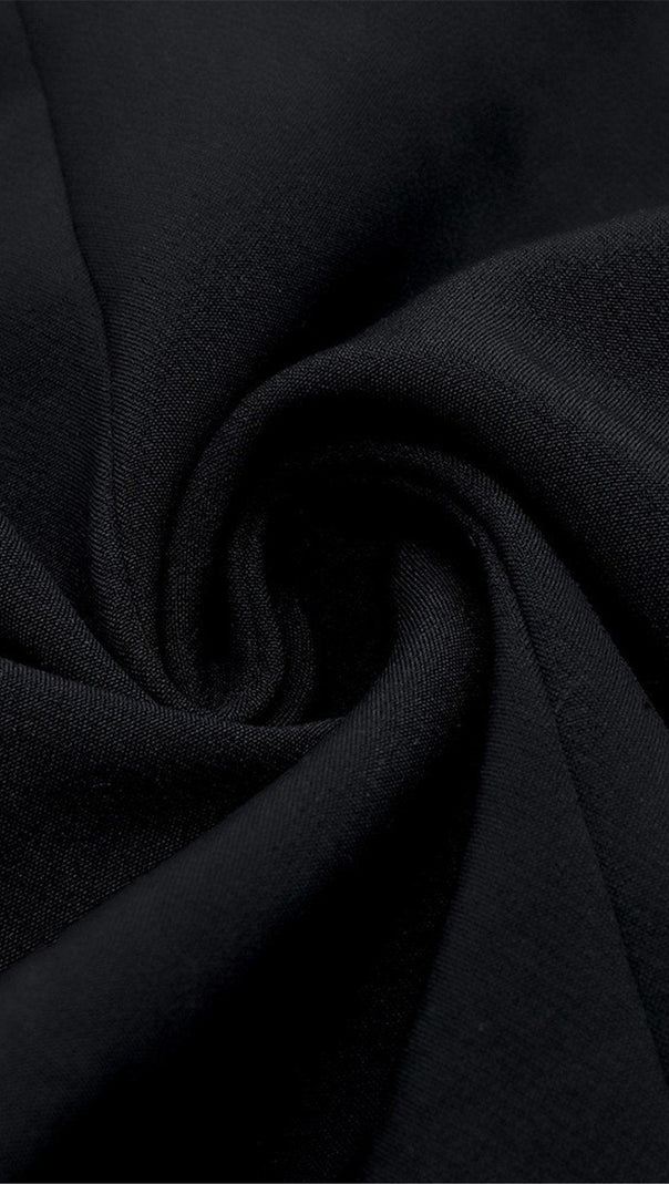 AIIZIE BLACK HOLLOW DRAPED TUXEDO DRESS - product image