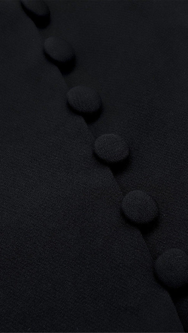 AIIZIE BLACK HOLLOW DRAPED TUXEDO DRESS - product image