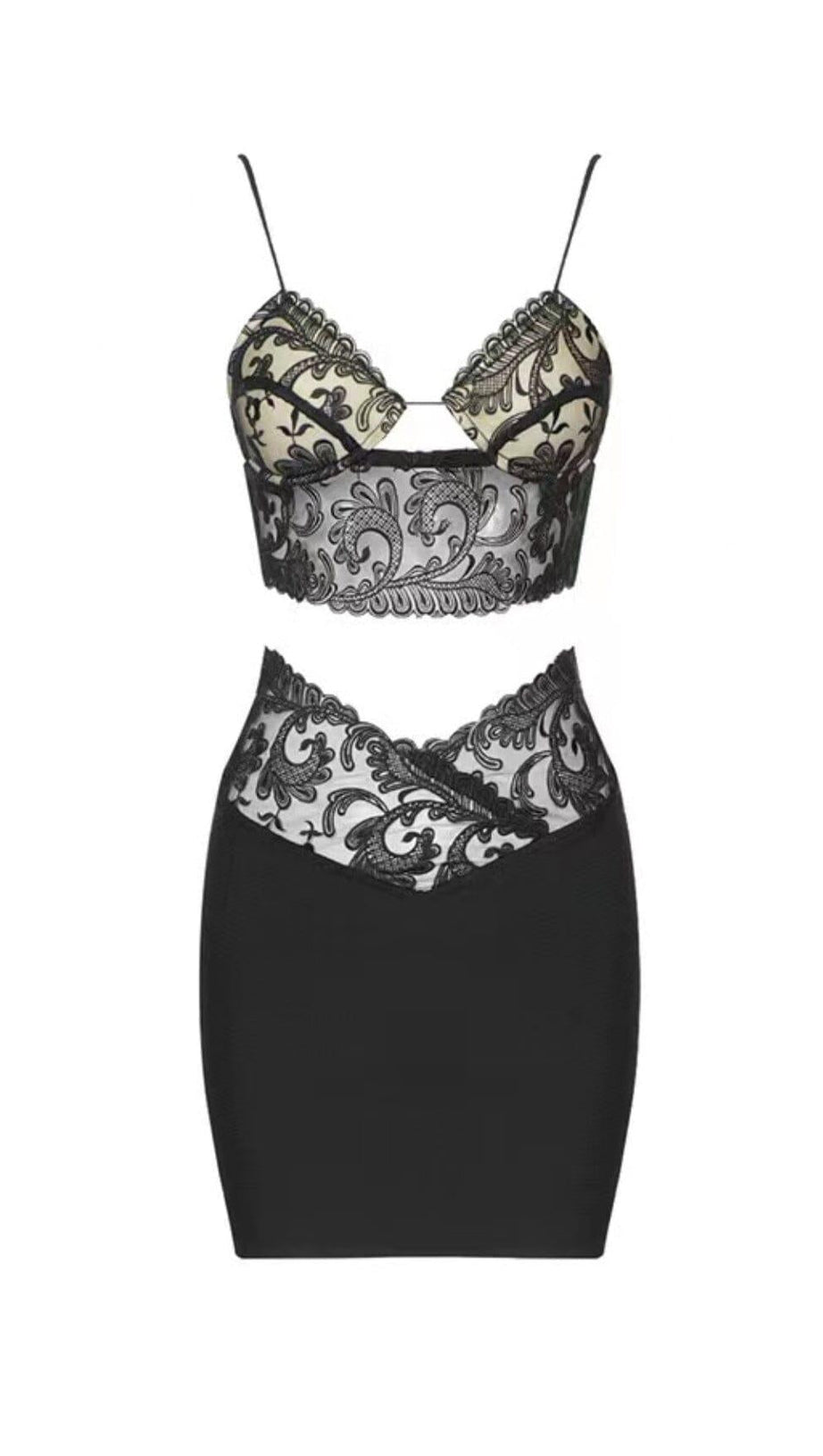 BLACK LACE STRAPPY TWO PIECES