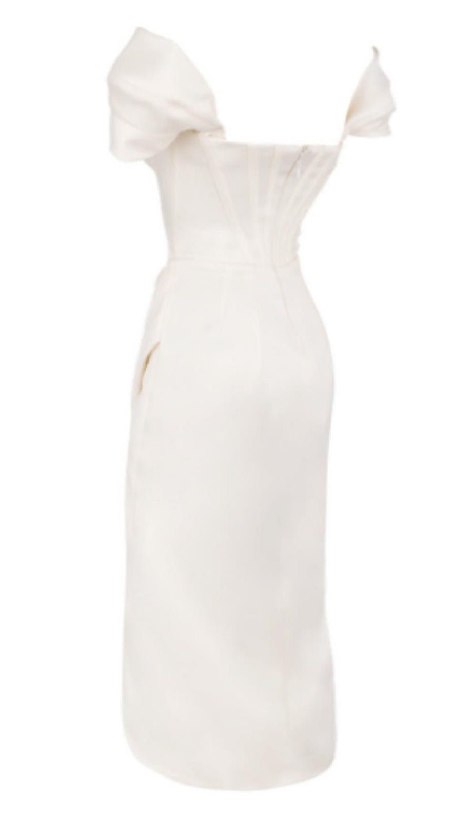 ABITO MIDI CON CORSETTO IN RASO BIANCO