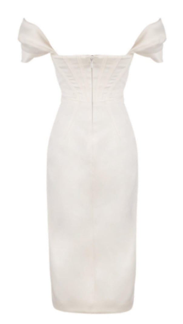 AIIZIE SATIN CORSET MIDI DRESS IN WHITE - product image