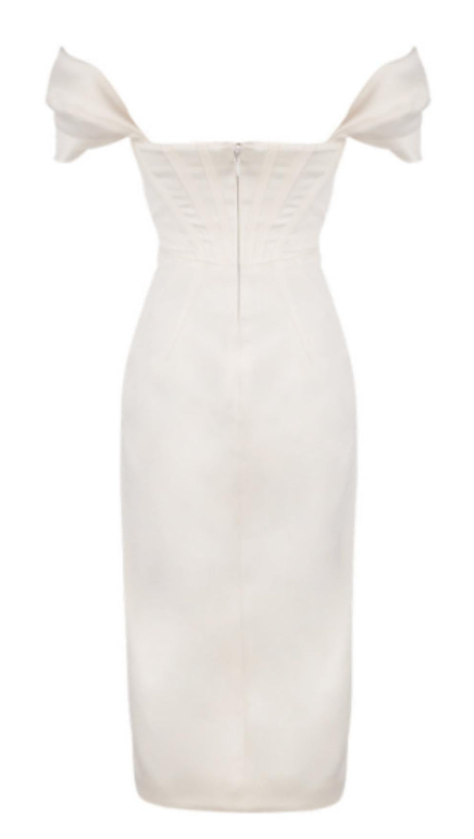 ABITO MIDI CON CORSETTO IN RASO BIANCO