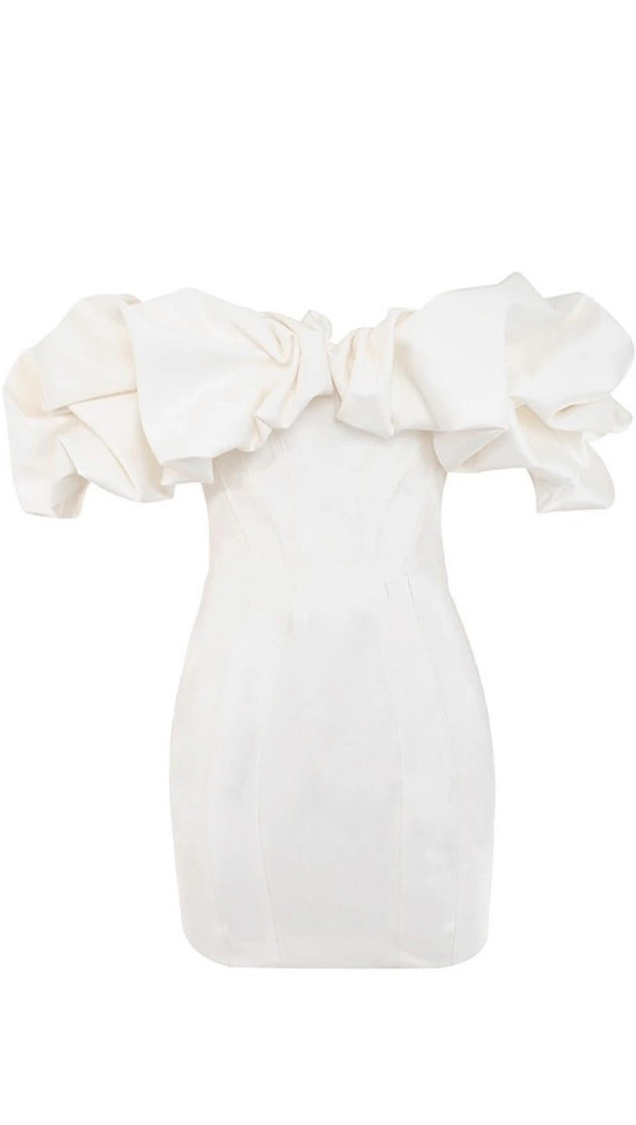 BLACK SATIN RUFFLE STRAPLESS DRESS