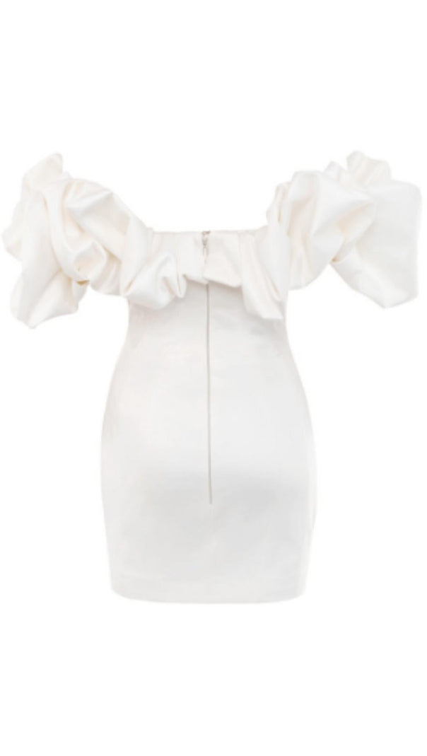 AIIZIE BLACK SATIN RUFFLE STRAPLESS DRESS - product image