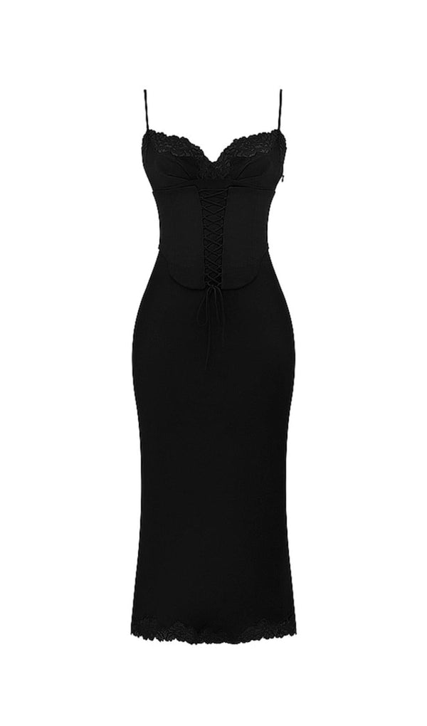 BLACK SATIN SLIP DRESS