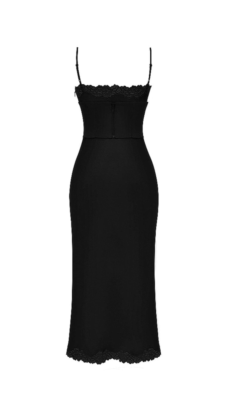 BLACK SATIN SLIP DRESS