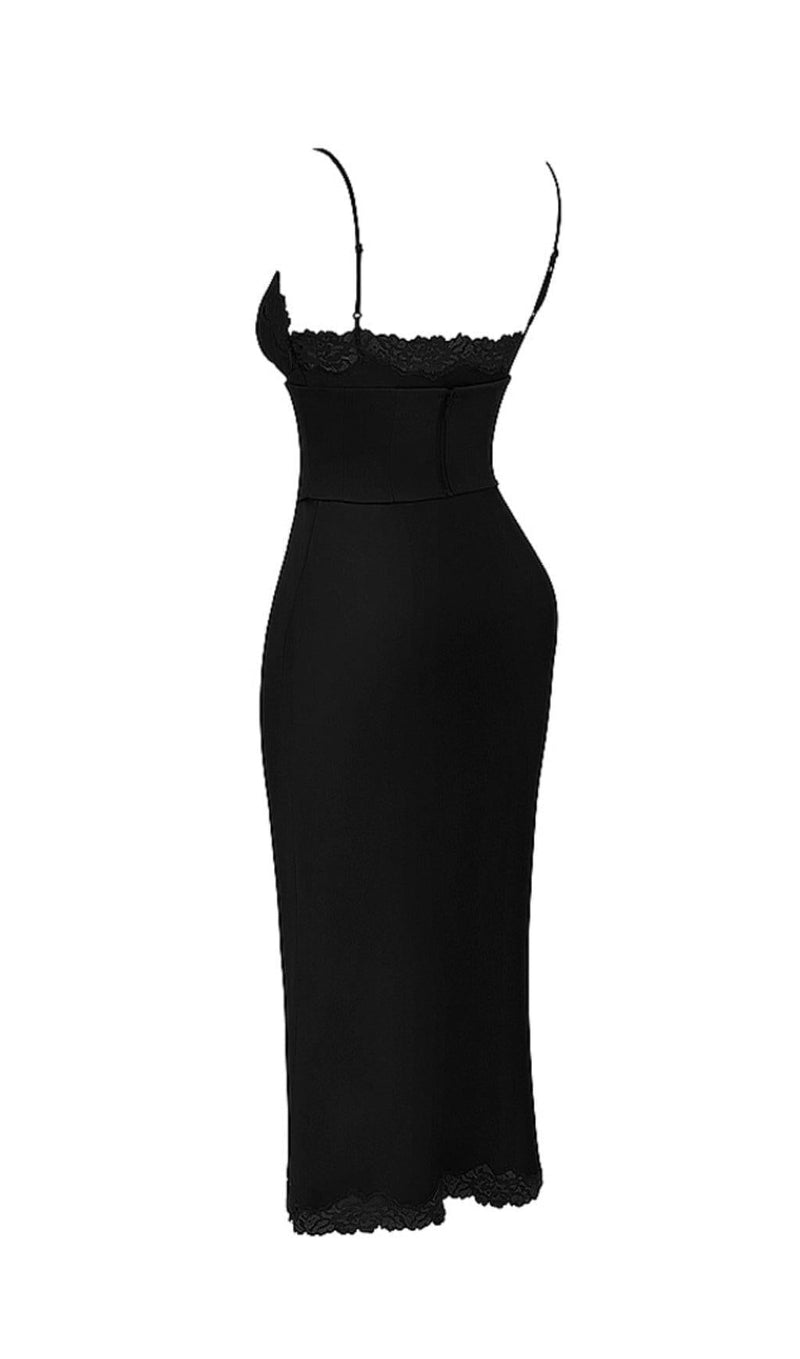 BLACK SATIN SLIP DRESS